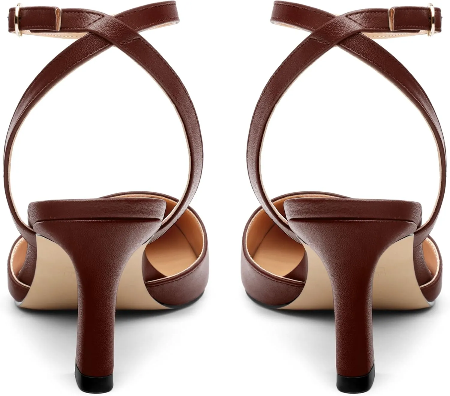 Women's Pumps Slingback Kitten Heels for Women Pointed Toe Ankle Strap Buckle Casual Spool Mid Heel Pumps Comfort Fashion Dress Shoes 2.5 Inch