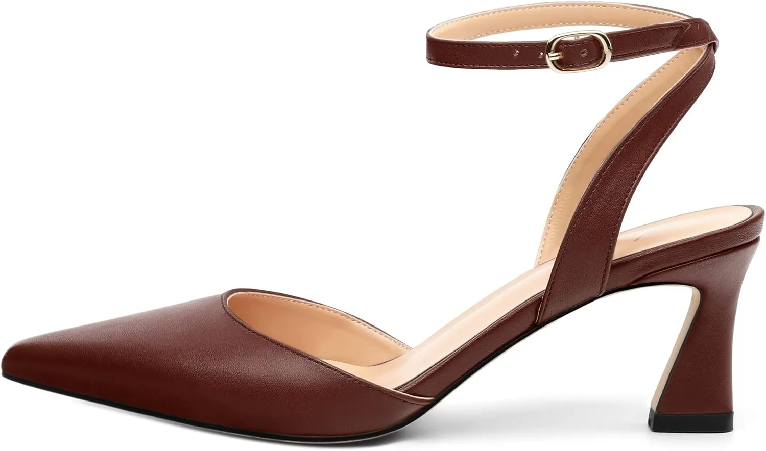 Women's Pumps Slingback Kitten Heels for Women Pointed Toe Ankle Strap Buckle Casual Spool Mid Heel Pumps Comfort Fashion Dress Shoes 2.5 Inch