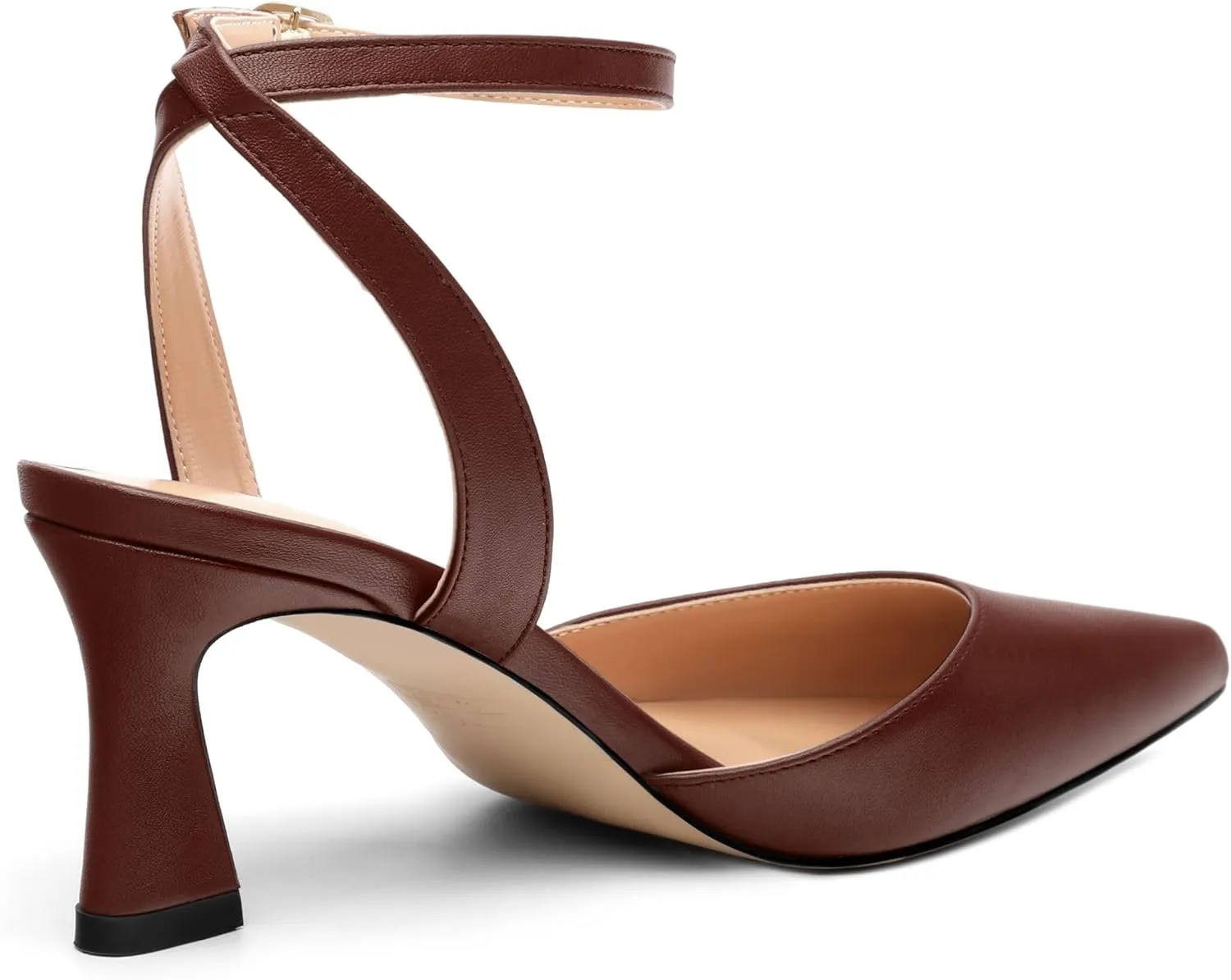 Women's Pumps Slingback Kitten Heels for Women Pointed Toe Ankle Strap Buckle Casual Spool Mid Heel Pumps Comfort Fashion Dress Shoes 2.5 Inch