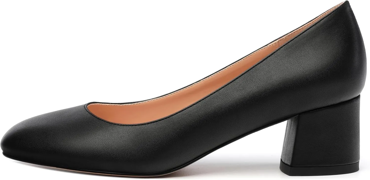 Womens Round Closed Toe Low Heels Fashion Slip On Comfort Solid Matte Pumps