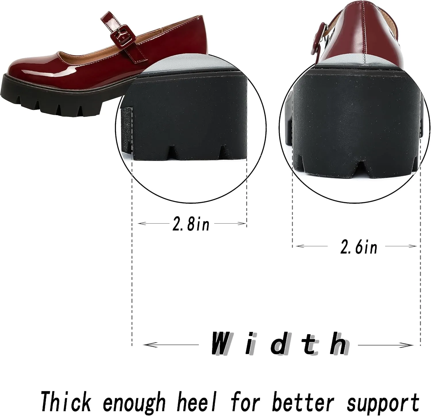 Women's Round Toe Ankle Strap Mary Janes Platform Low Heel Chunky Pumps Oxford Dress Shoes