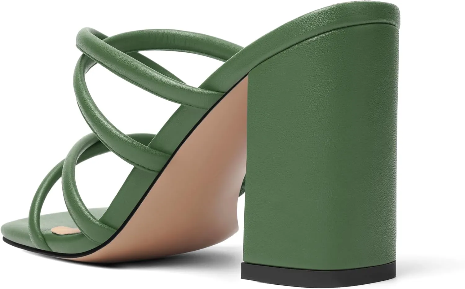 Womens Slip On Matte Open Toe Evening Dress Block High Heel Heeled Sandals 3.3 Inch