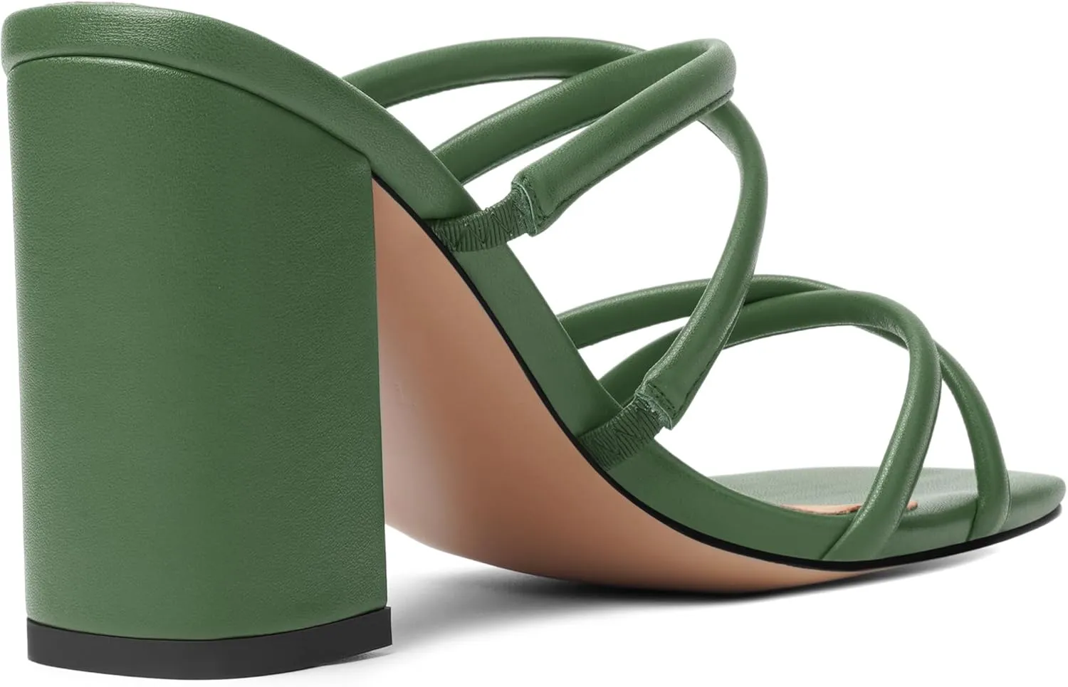 Womens Slip On Matte Open Toe Evening Dress Block High Heel Heeled Sandals 3.3 Inch