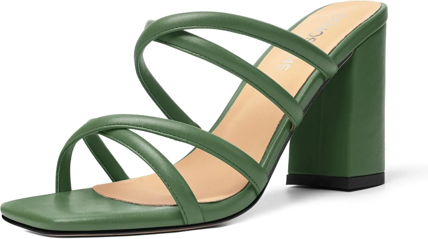 Womens Slip On Matte Open Toe Evening Dress Block High Heel Heeled Sandals 3.3 Inch