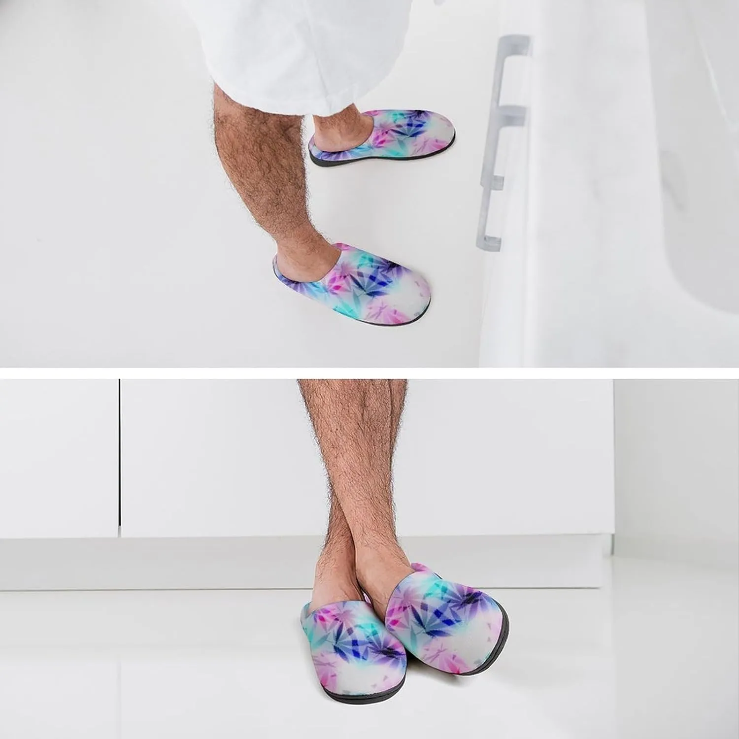 Womens Slippers Bedroom Slip-On Shoes Ladies Merry Christmas Print Slippers Warm Cotton House Slippers Indoor Outdoor