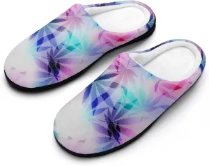 Womens Slippers Bedroom Slip-On Shoes Ladies Merry Christmas Print Slippers Warm Cotton House Slippers Indoor Outdoor
