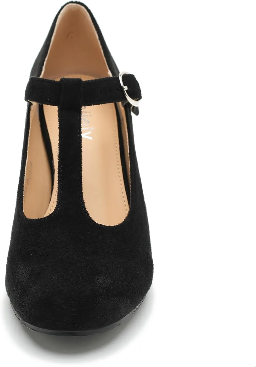 Women's T Strap Mary Jane Chunky Heel Low Block Pumps Round Toe Dress Office Work Shoes