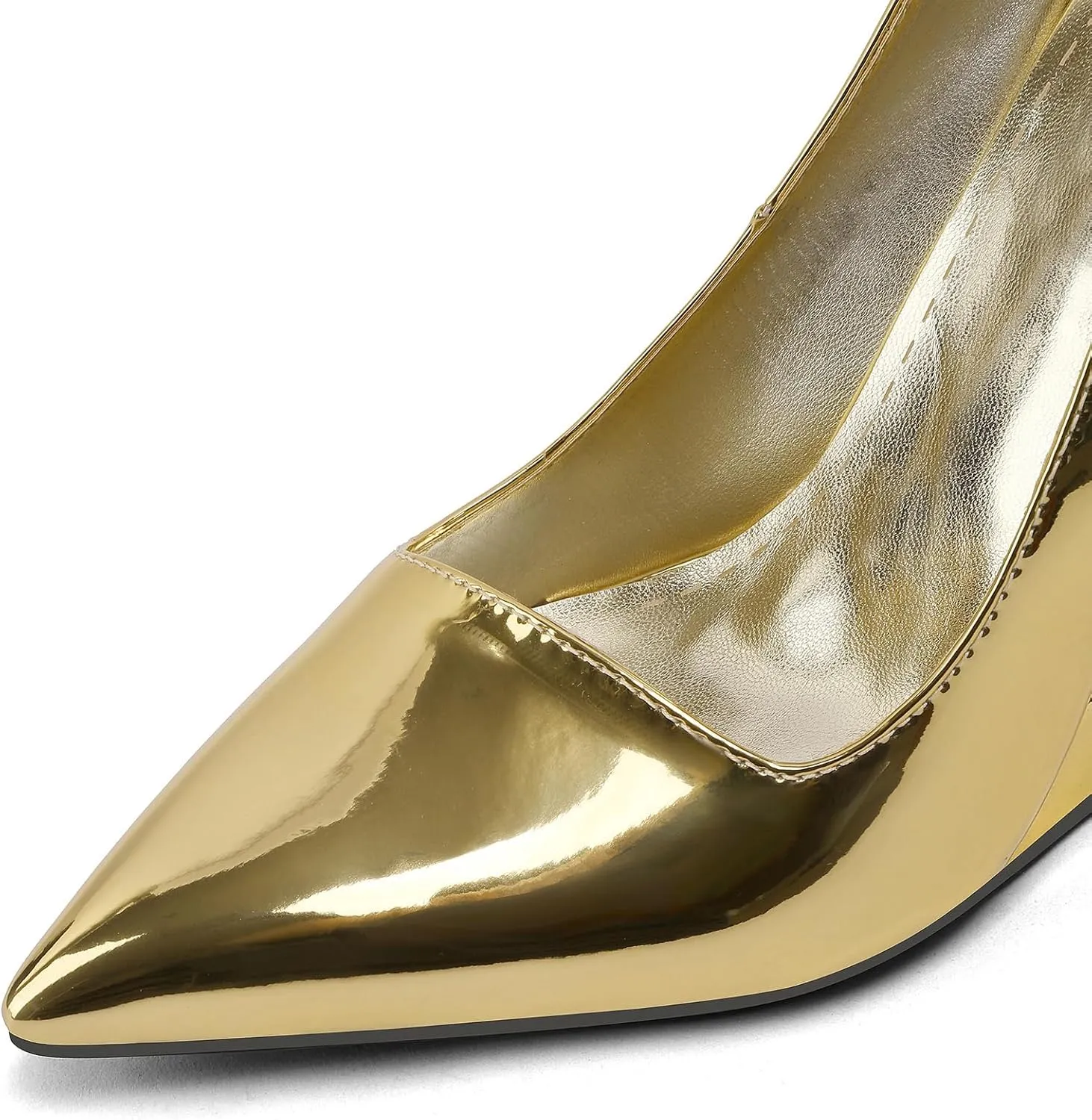 Women's Tiger Tooth Slip On High Heels Pointed Toe Mirror Patent Leather Comfort Pumps Shoes