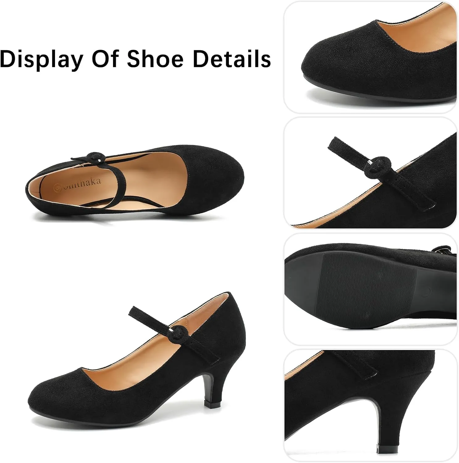 Women's Vintage Mary Jane Shoes Dress Comfortable Low Kitten Heels Ankle Strap Closed Round Toe Office Work Wedding Pumps