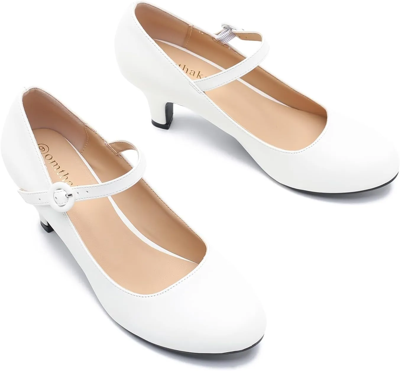 Women's Vintage Mary Jane Shoes Dress Comfortable Low Kitten Heels Ankle Strap Closed Round Toe Office Work Wedding Pumps