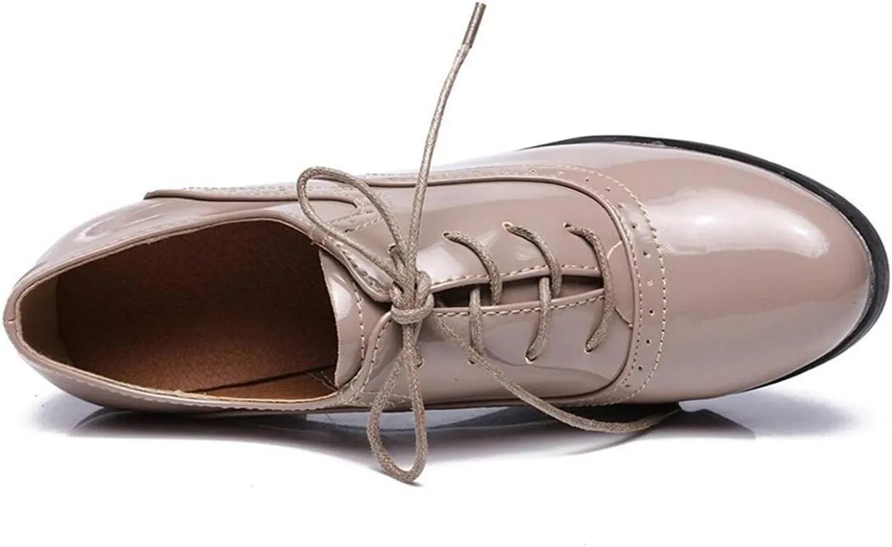 Women's Vintage T-Strap Brogue Dress Shoes Chunky Mid-Heel Oxfords Saddle Shoes