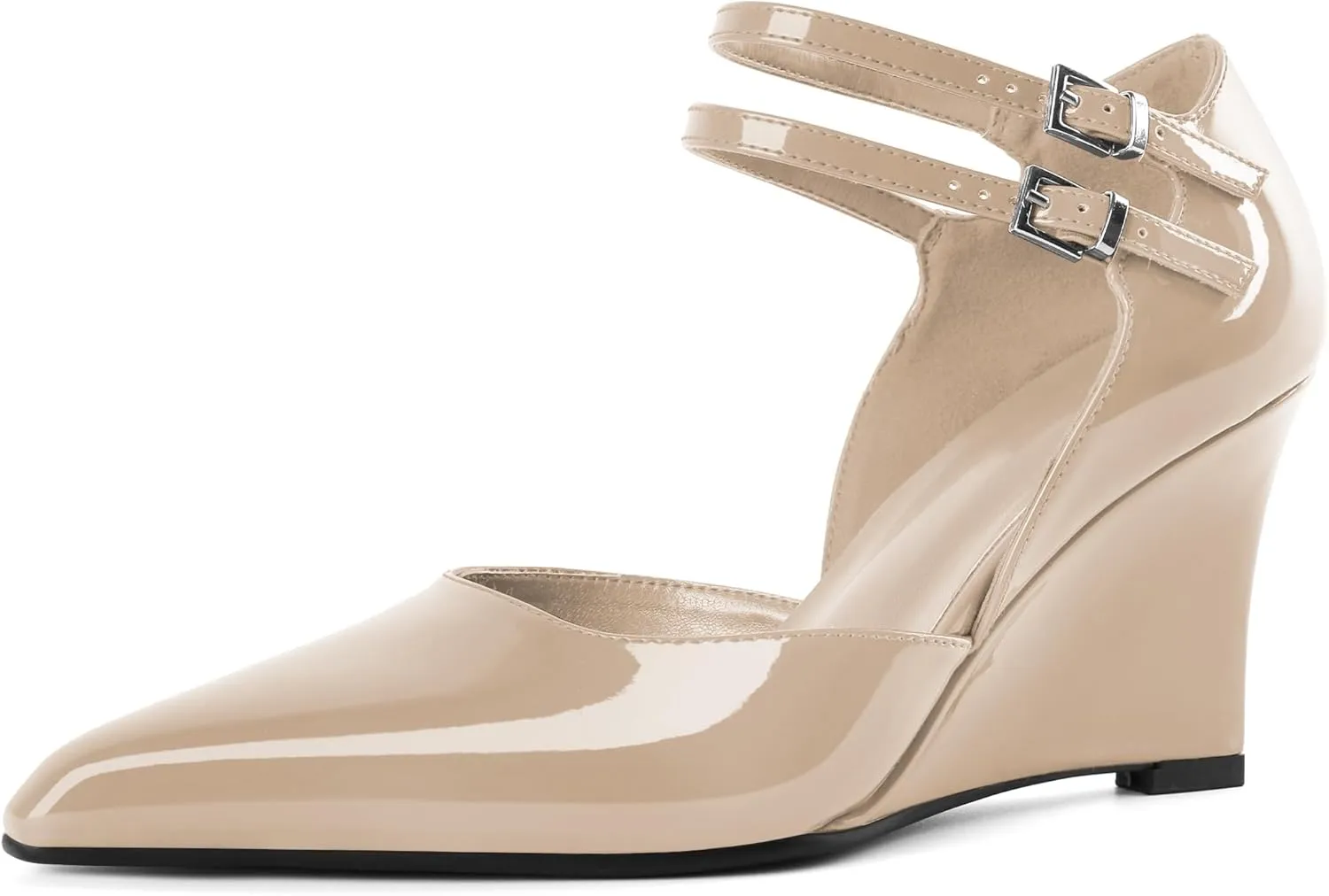 Women's Wedge Heel Pumps High Heel Pumps Stylish Pointed Toe Heels for Women Comfortable Wedge Heels Office Dressy 3.4 Inch Mary Jane Shoes