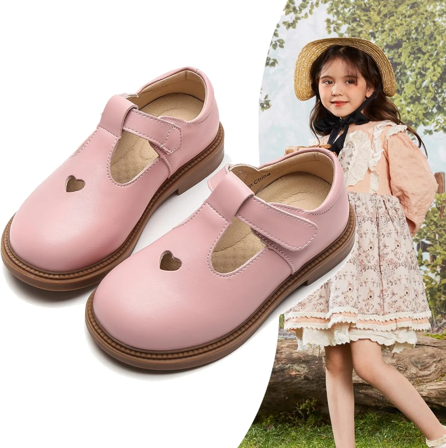 WUIWUIYU Girls Princess Oxfords Halloween Shoes T-Strap Casual Walking School Uniform Dress Mary Jane Flats