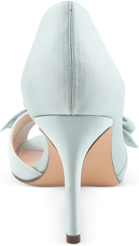 XYD Women D'Orsay Peep Toe Heels Bowknot Mid Heel Sandals Slip On Evening Elegant Shoes
