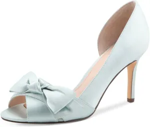 XYD Women D'Orsay Peep Toe Heels Bowknot Mid Heel Sandals Slip On Evening Elegant Shoes