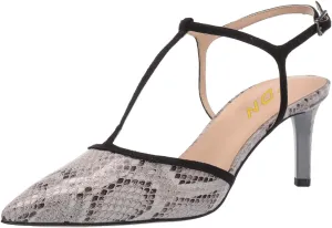 YDN Women T-Strap Pointed Toe Mid Kitten Heel Pumps Slingback Ankle Strap Sandals with Buckle Dress Office Shoes