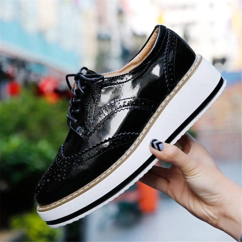 YING LAN Women's Platform Lace-Up Wingtips Square Toe Oxfords Shoe