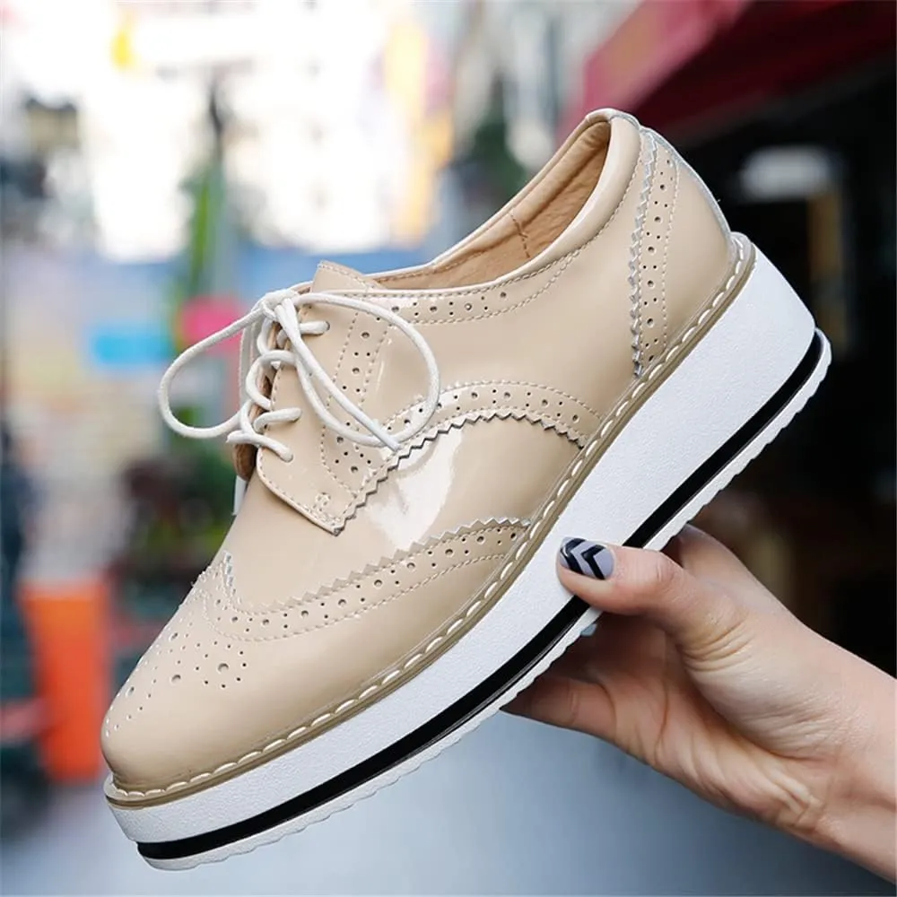 YING LAN Women's Platform Lace-Up Wingtips Square Toe Oxfords Shoe