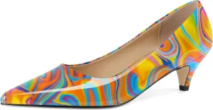 YODEKS Womens Kitten Heel Pumps Pointy Toe Low Kitten Heels Slip On 2 Inch Office Dress Shoes