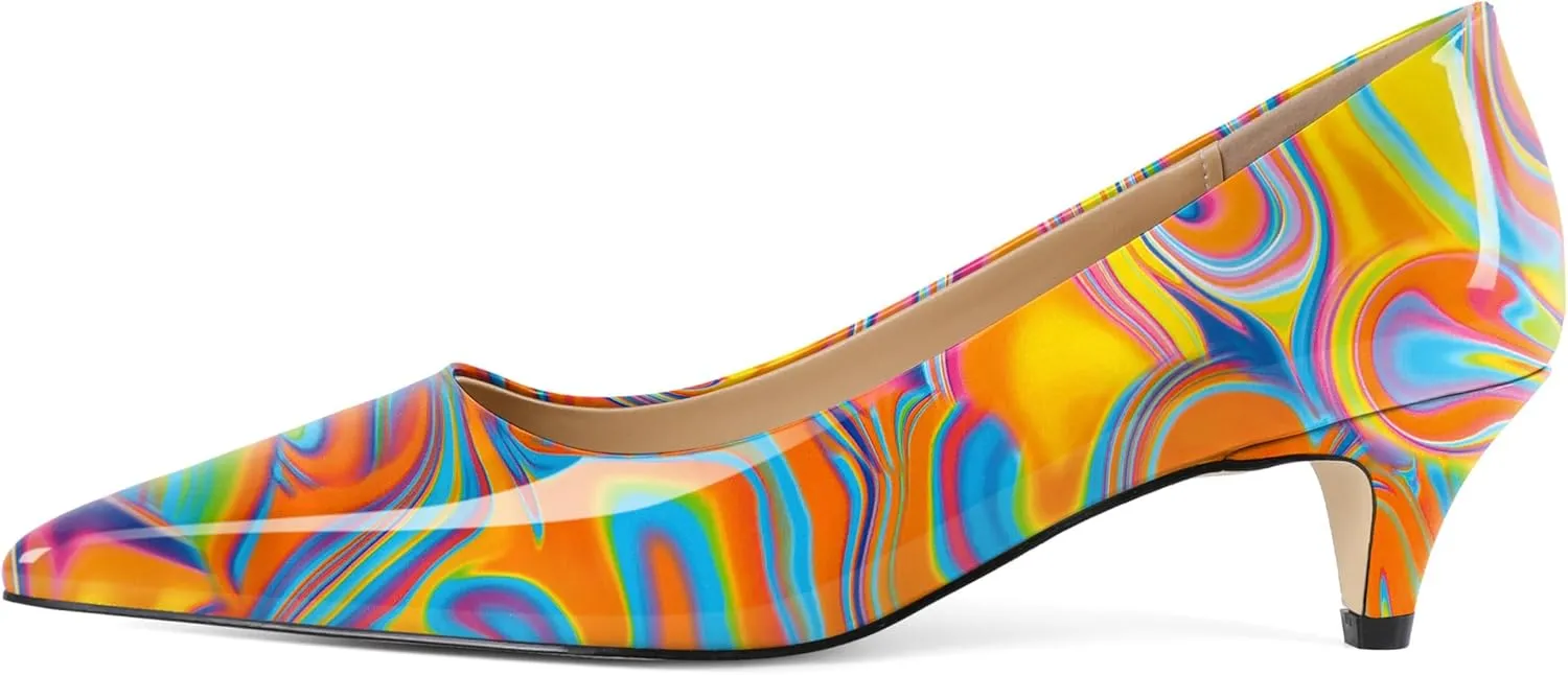 YODEKS Womens Kitten Heel Pumps Pointy Toe Low Kitten Heels Slip On 2 Inch Office Dress Shoes