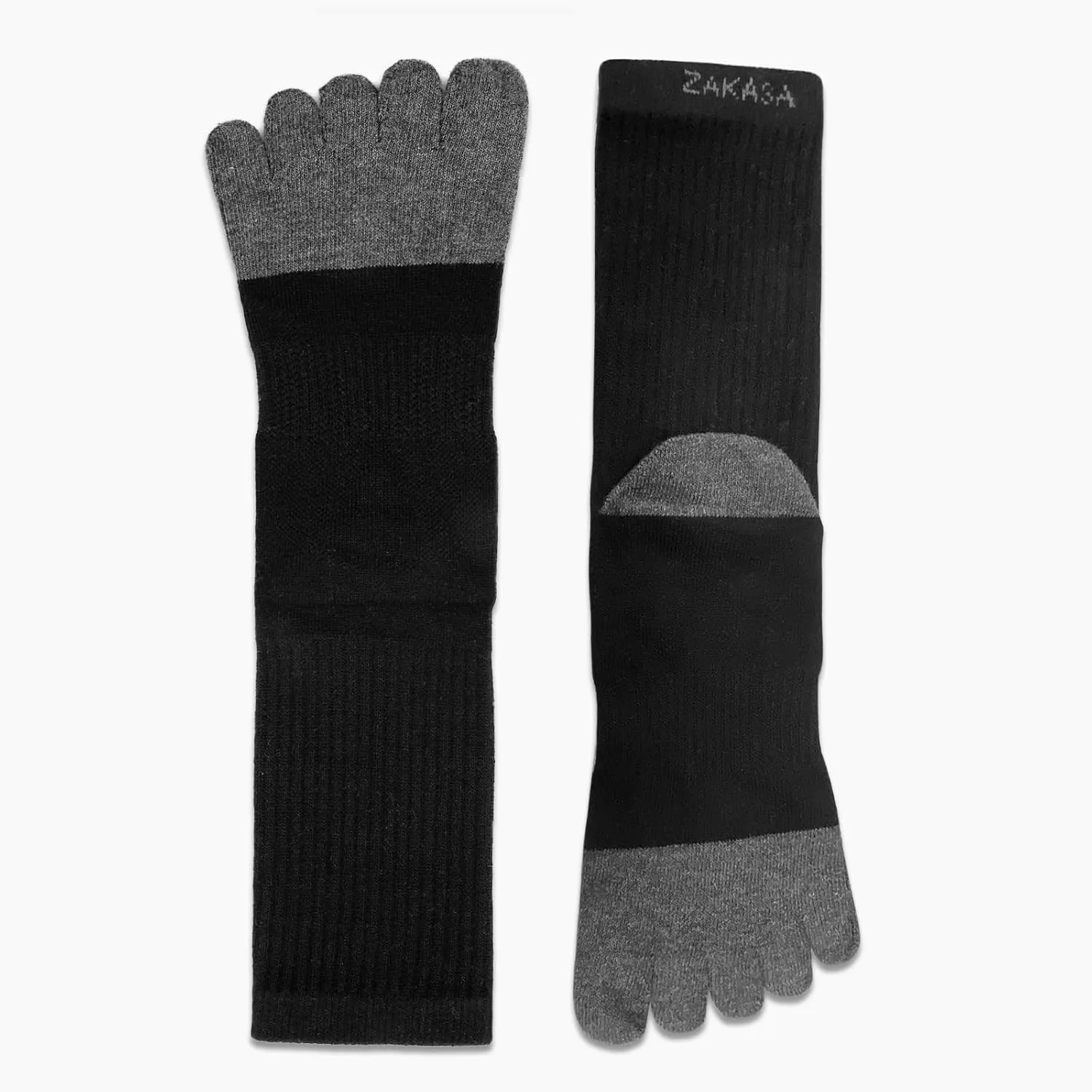 ZAKASA Mens Toe Socks Athletic Running Cushion Five Finger Cotton Crew Socks