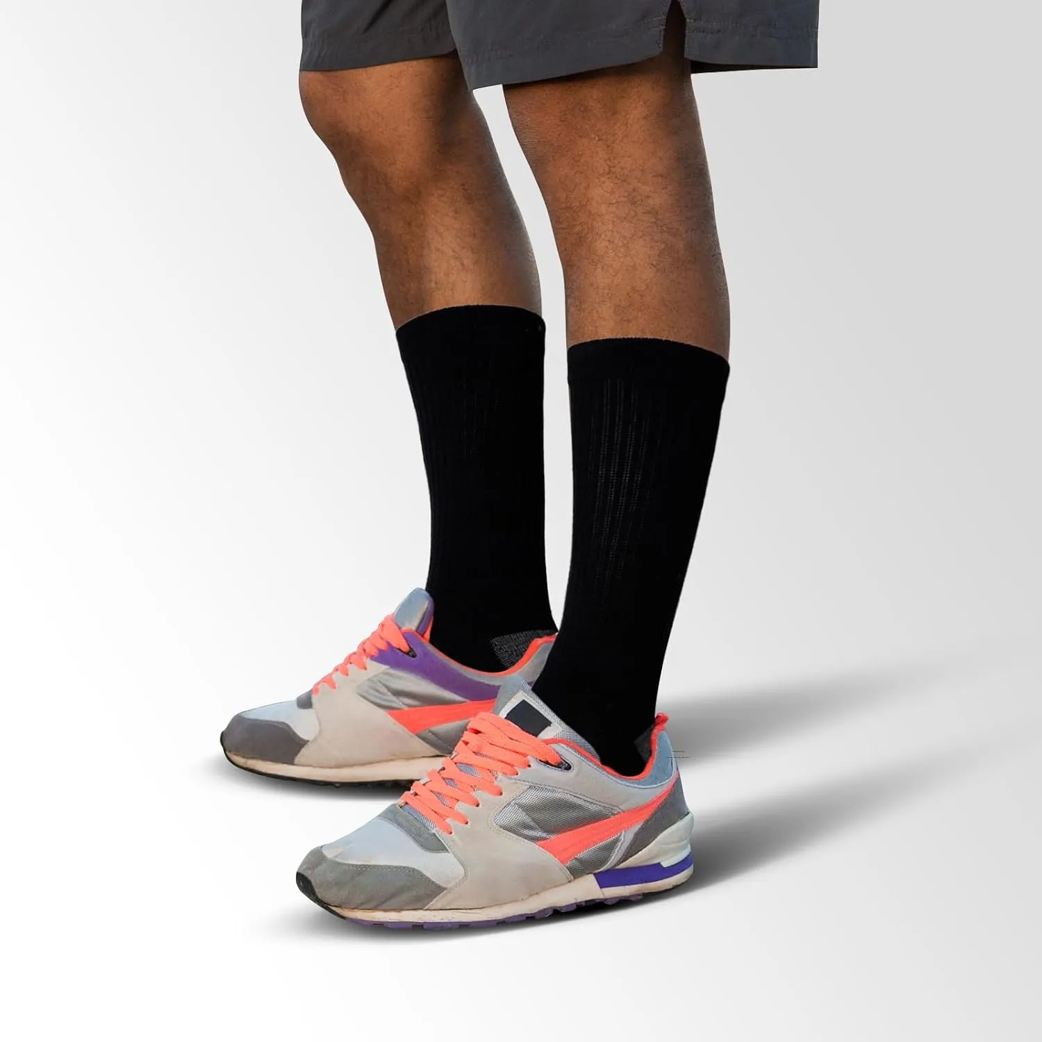 ZAKASA Mens Toe Socks Athletic Running Cushion Five Finger Cotton Crew Socks
