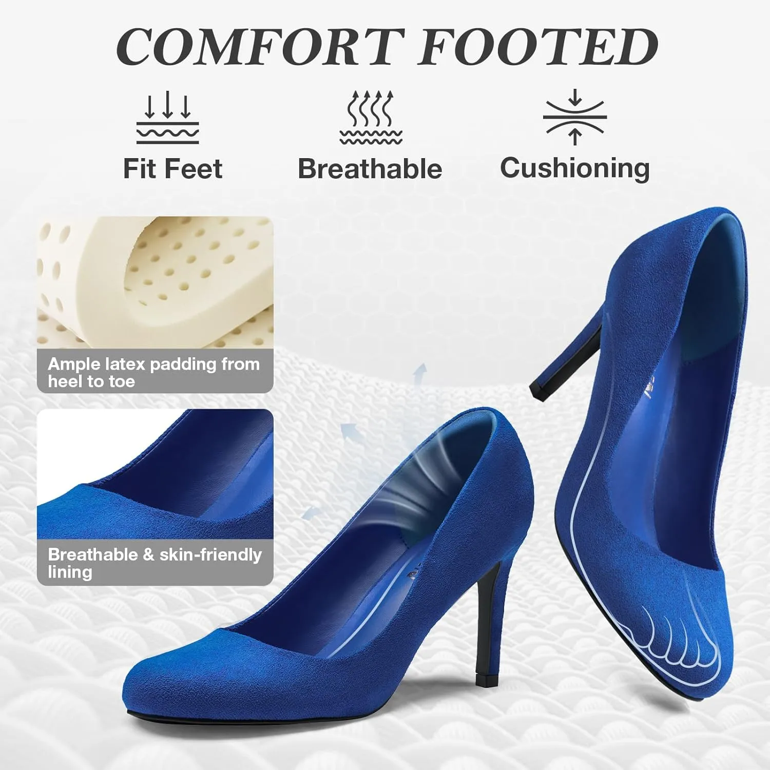 ZURIN Women's Round Toe Stiletto Heels Closed Toe Heels Comfortable Dress Pumps Shoes for Wedding Work Office Business 3 inch