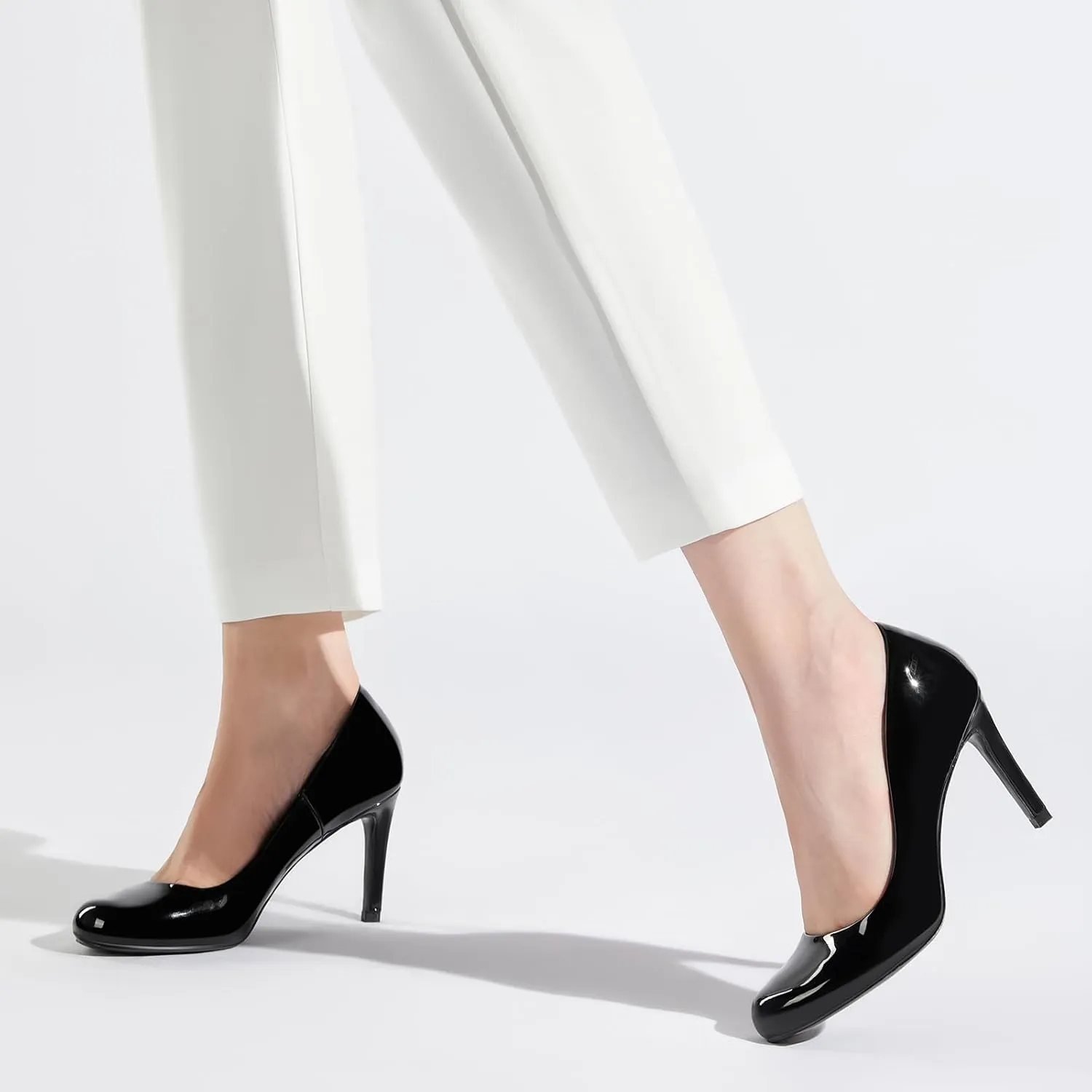 ZURIN Women's Round Toe Stiletto Heels Closed Toe Heels Comfortable Dress Pumps Shoes for Wedding Work Office Business 3 inch