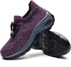 ZZS Women's Walking Shoes Sock Sneakers Mesh Slip On Air Cushion Nurse Shoes Platform Loafers