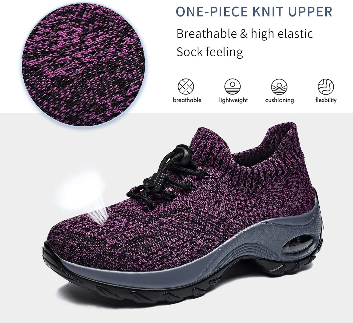 ZZS Women's Walking Shoes Sock Sneakers Mesh Slip On Air Cushion Nurse Shoes Platform Loafers